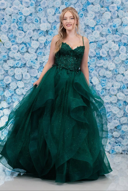 Gorgeous Glitter Tulle Ruffle Gown