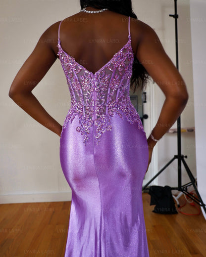 The Gia Glitter Lace Gown Prom Dress