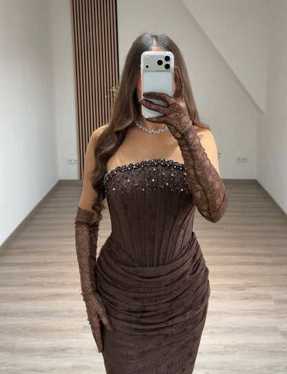 Cap Sleeves Sweetheart Beads Evening Dress