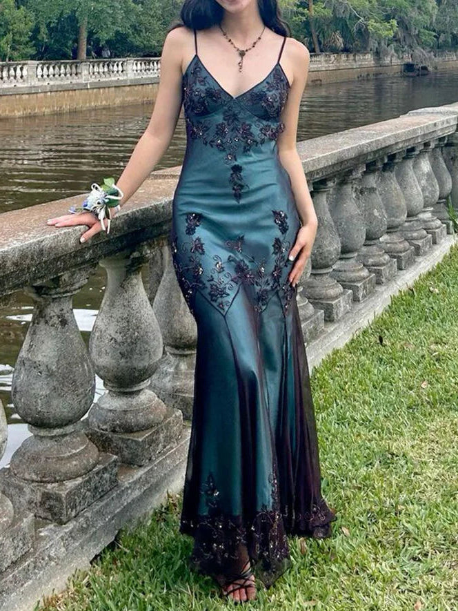 Elegant Spaghetti Straps Chiffon Prom Dress