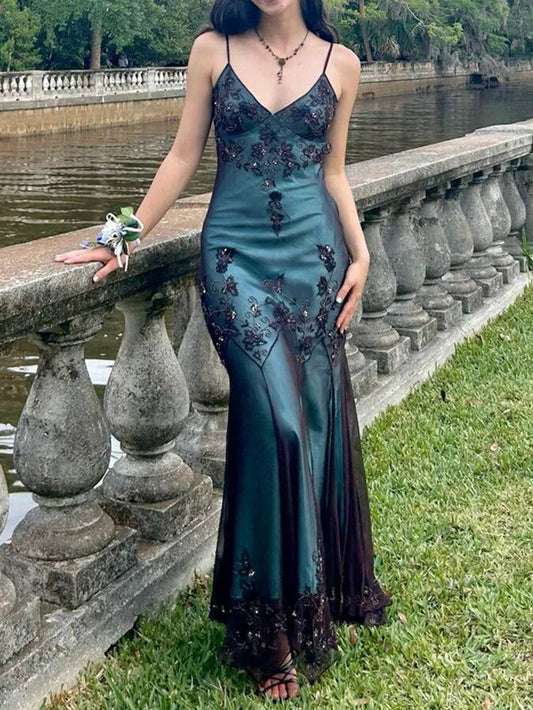 Elegant Spaghetti Straps Chiffon Prom Dress