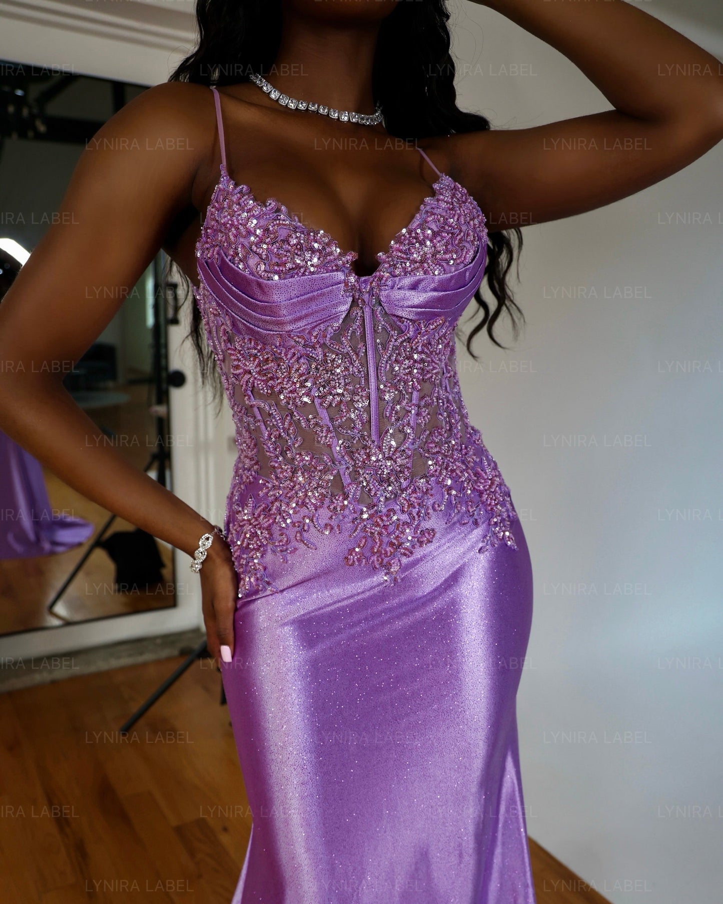 The Gia Glitter Lace Gown Prom Dress