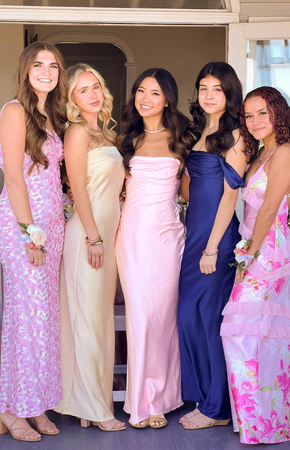 Light Pink Off Shoulder Formal Maxi Dress