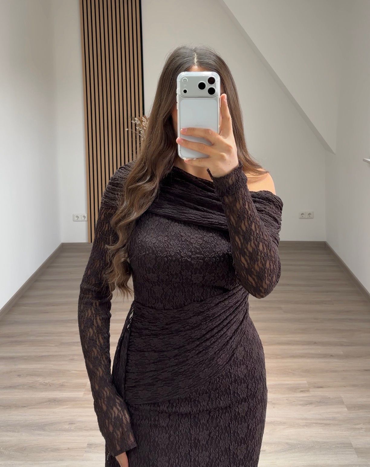 Long Sleeves Scoop Ruched Evening Party Dress with Detachable Train