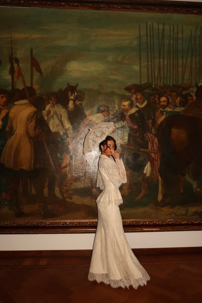 Elegant Suit Ivory Long Sleeves A-Line Evening Dress