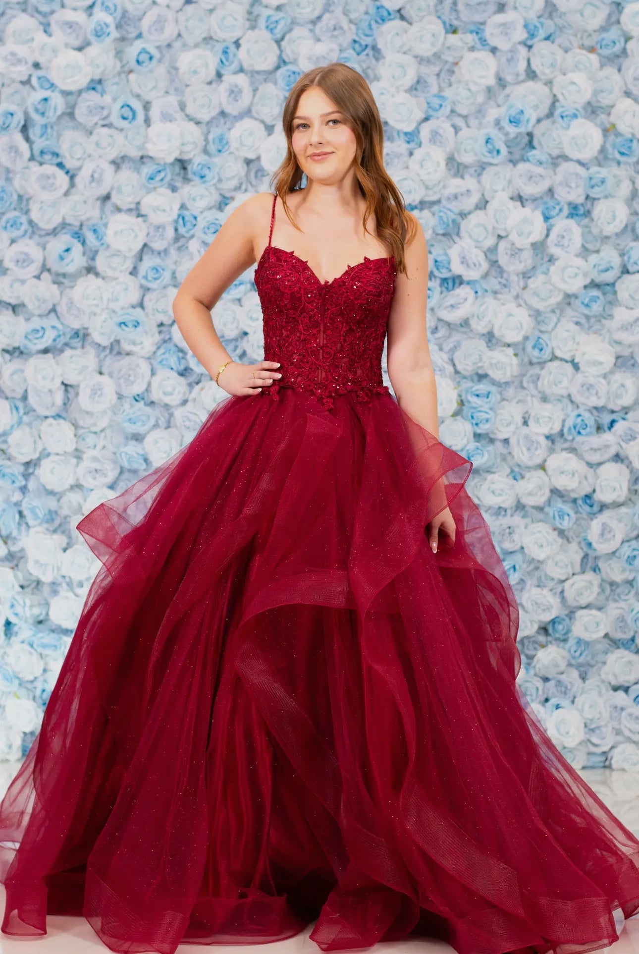 Gorgeous Glitter Tulle Ruffle Gown