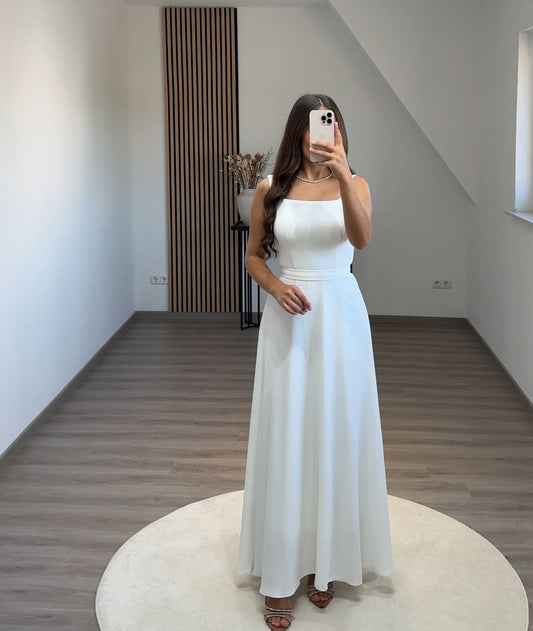 Scoop Prom Dress with Pearls Corset Evening Party Dress