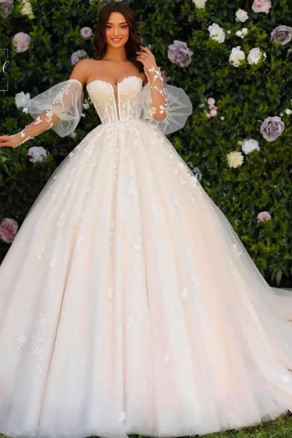 Fabulous White Sweetheart Sleeveless Lace Ball Gown Long Tulle Wedding Dress
