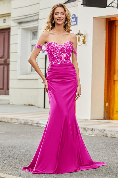 Off Shoulder Mermaid Prom Dress Ruched Long Evening Dress