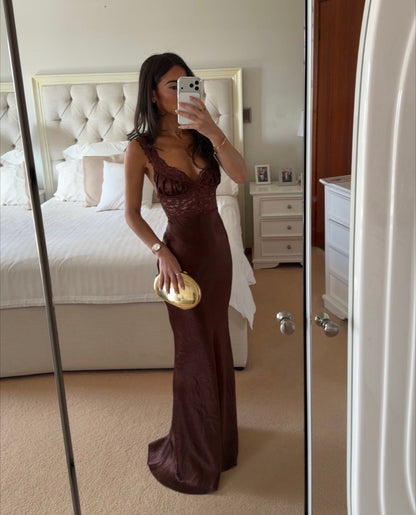 Luxury Chocolate Satin Mermaid Dress