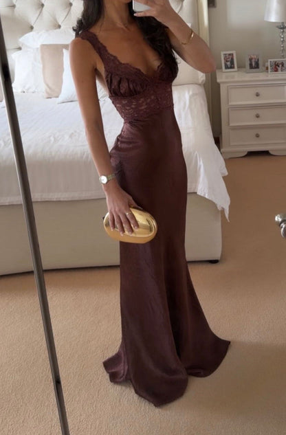 Luxury Chocolate Satin Mermaid Dress