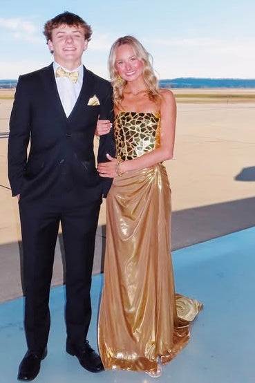 Gold Strapless Ruched Empire Metallic Party Prom Dress With Train