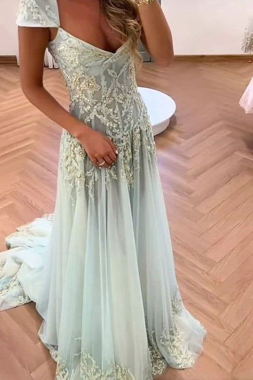 Gorgeous A Line Sweetheart Light Green Long Prom Dress