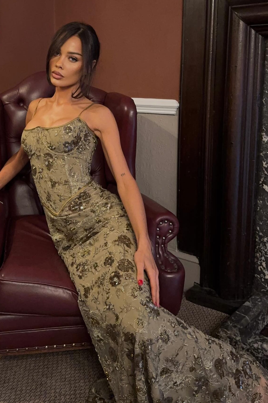 Gorgeous Mermaid Spaghetti Straps Green Lace Long Prom Dress