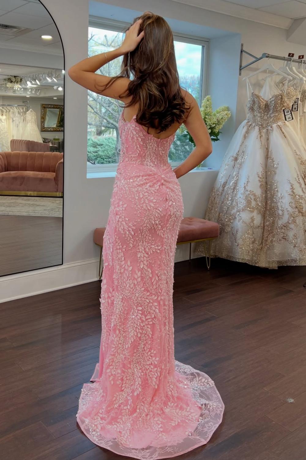 Gorgeous Mermaid Sweetheart Pink Long Prom Dress