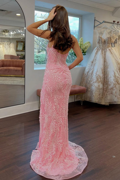 Gorgeous Mermaid Sweetheart Pink Long Prom Dress