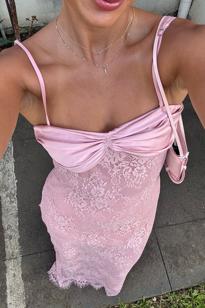 Gorgeous Sheath Spaghetti Strap  Long Prom Dress with Lace