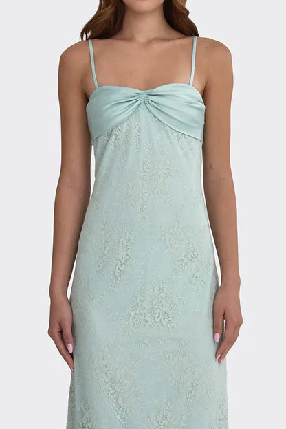 Gorgeous Sheath Spaghetti Strap  Long Prom Dress with Lace