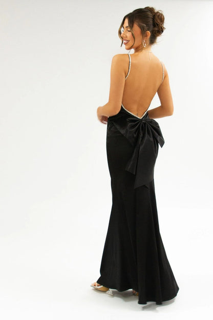 Gorgeous Mermaid Spaghetti Straps Pink Long Prom Dress with Bowknot