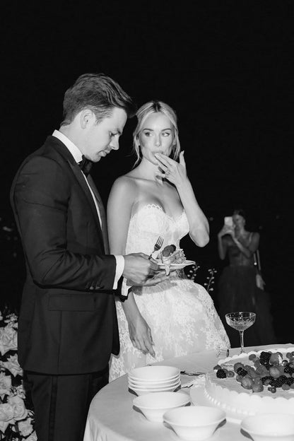 High Neck Long Sleeves Wedding Dress A Line Lace Bridal Gown