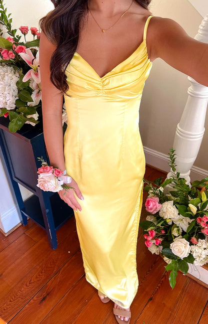 Honey Yellow Maxi Prom Dress