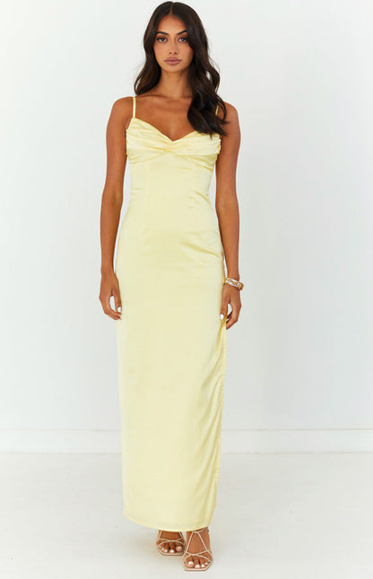 Honey Yellow Maxi Prom Dress