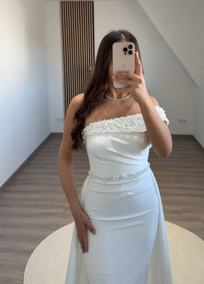 Long Sleeves Off-Shoulder Ruched Evening Dress