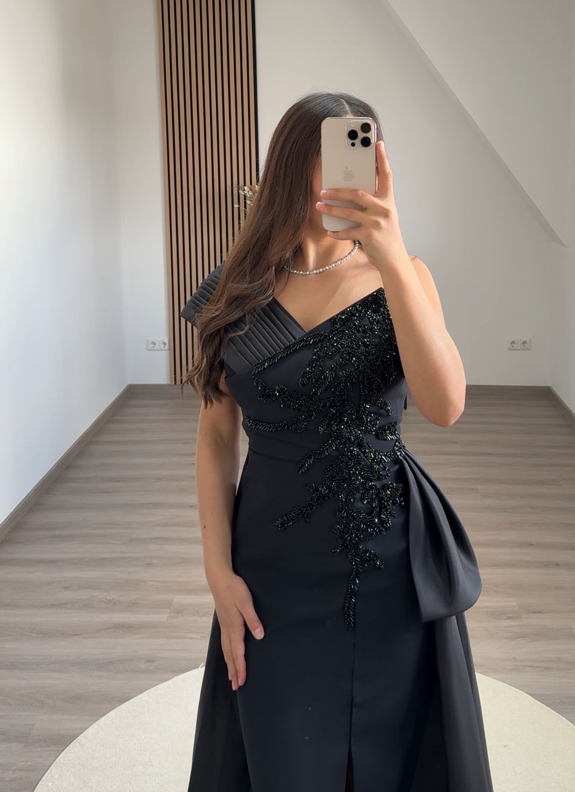 Black Sleeveless Sequins Corset Evening Dress