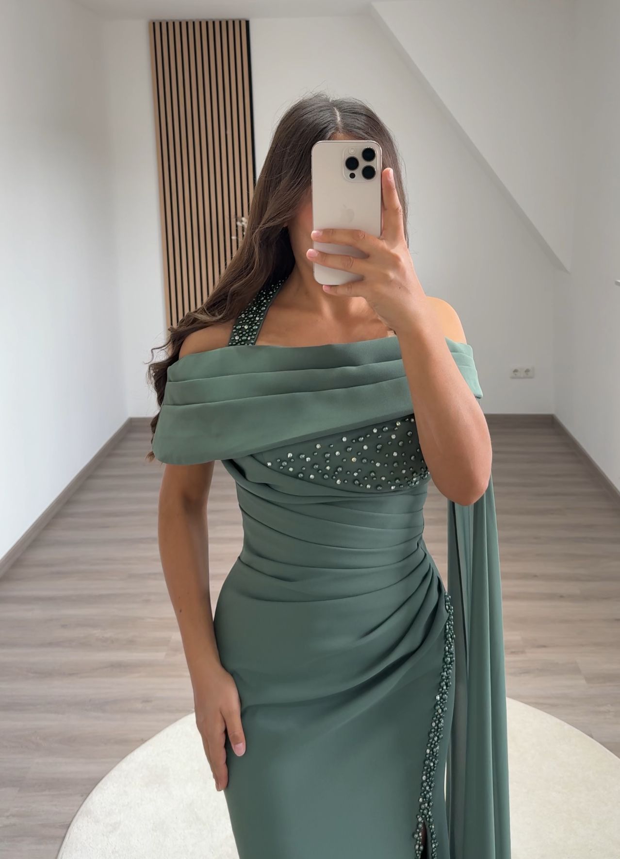 A-Line Strapless Sleeveless Beads Evening Dress