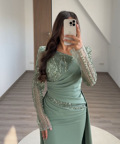Mermaid Off-Shoulder Prom Dress with Train Formal Party Dress
