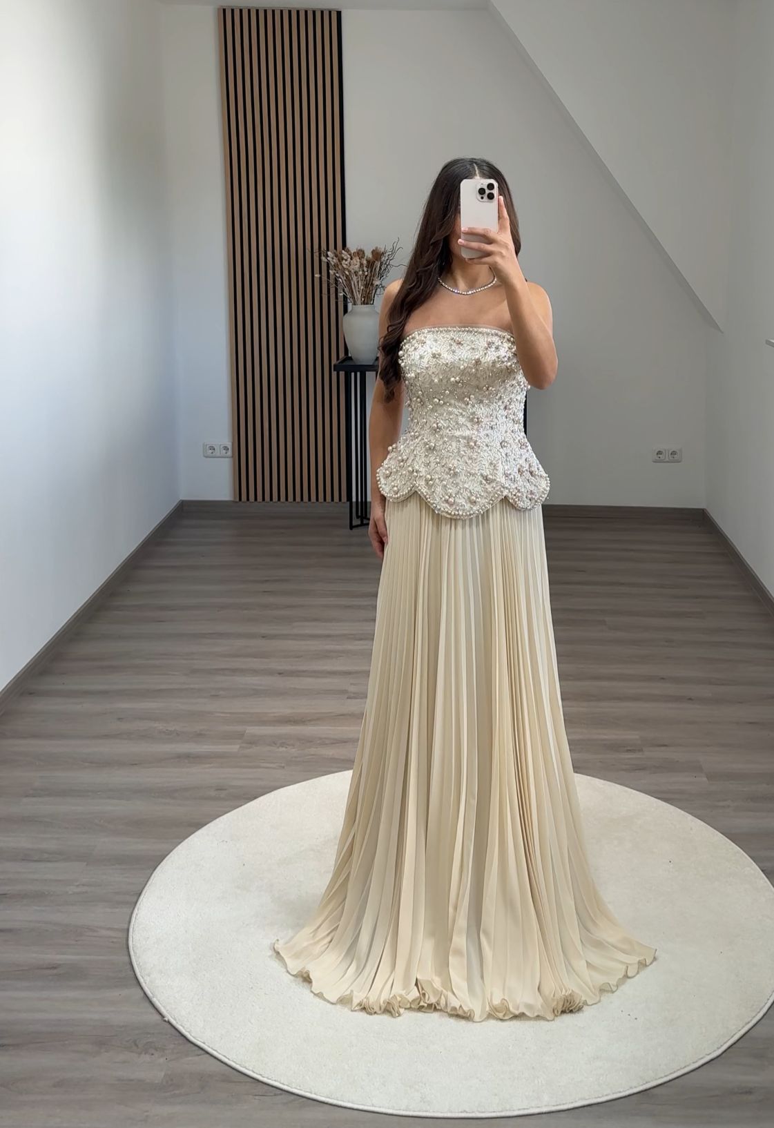 Off Shoulder V-Neck Beads Cap Sleeves High Split Pleats Evening Formal Dress