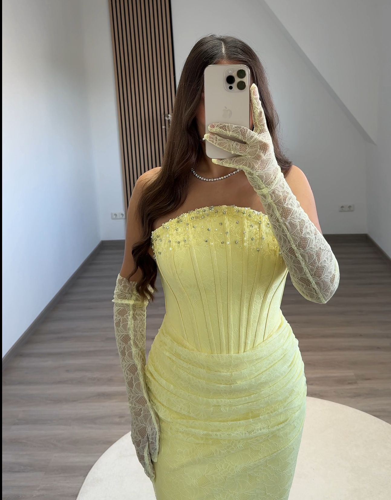 A-Line Strapless Cap Sleeves Appliques Empire-Waist Prom Evening Dress