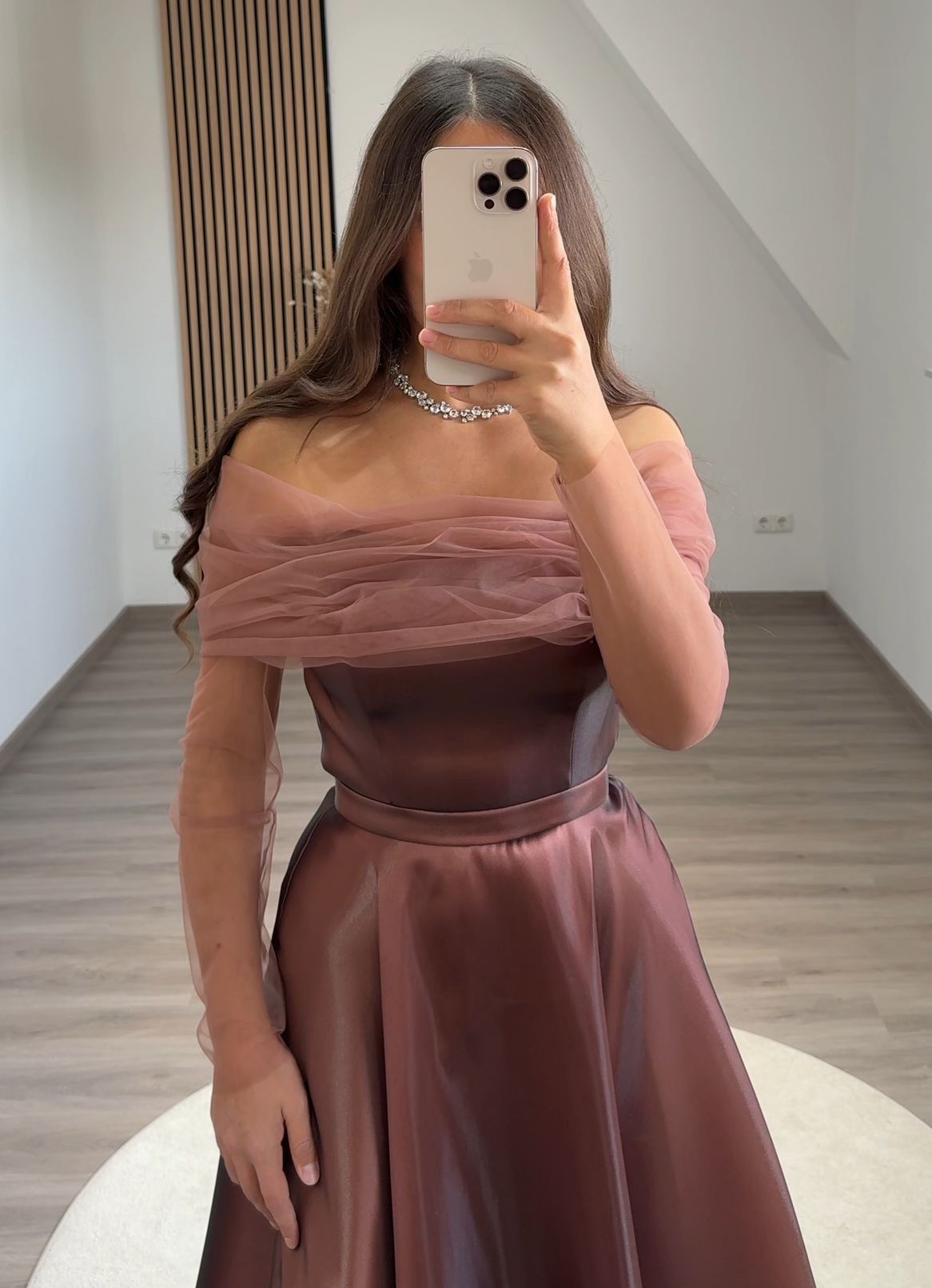 A-Line Sleeveless Off-Shoulder Evening Dress