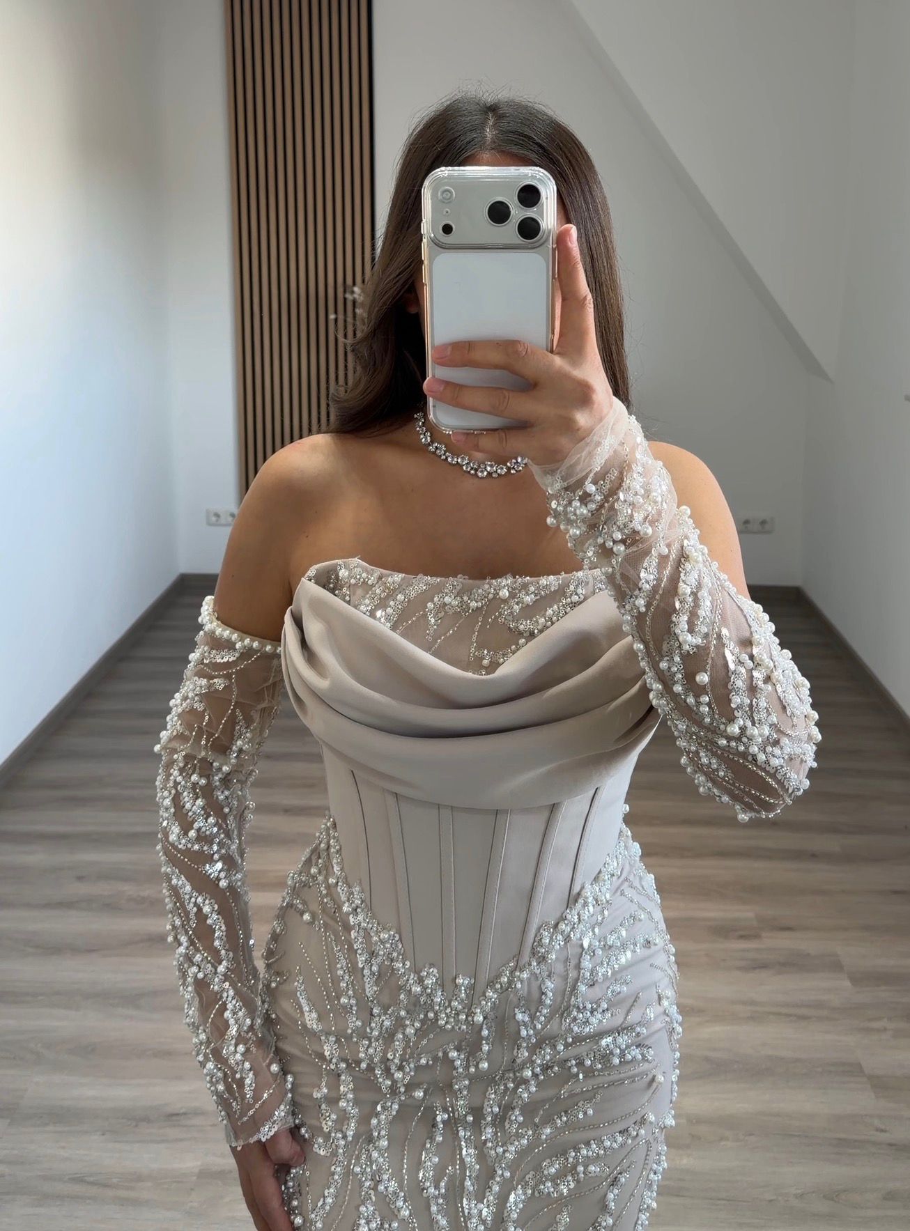 Simple A-Line Long Sleeves Empire-Waist Evening Formal Dress