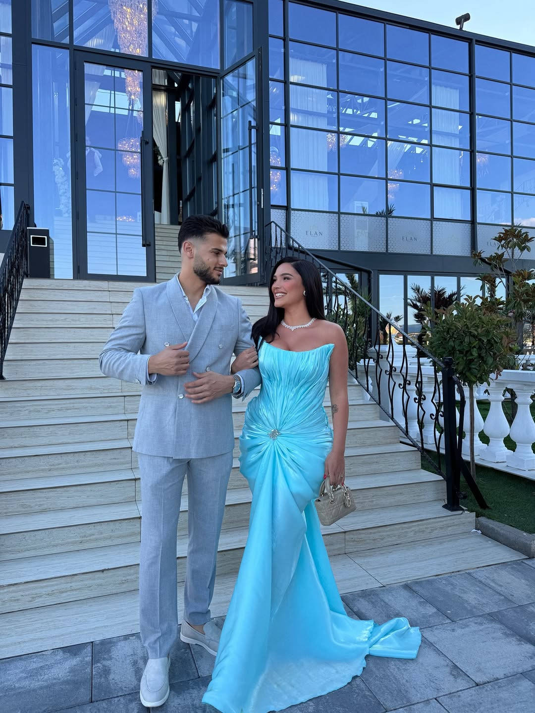 Blue Scoop Neck Sleeveless Ruched Mermaid Sweep Train Evening Dress Prom Gown