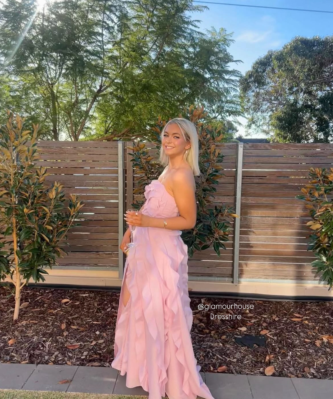 Light Yellow Tube Top Ruffles Column Prom Dress