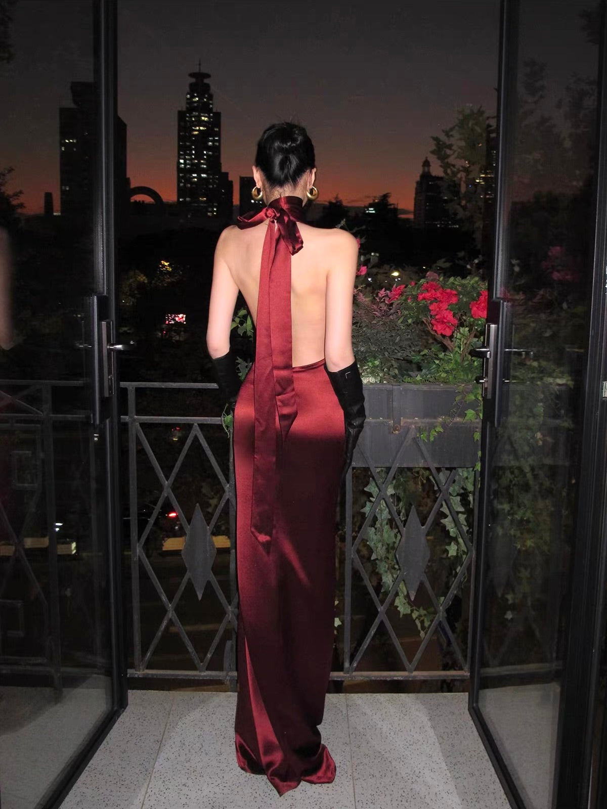 Elegant Backless Sequin Halter Gown