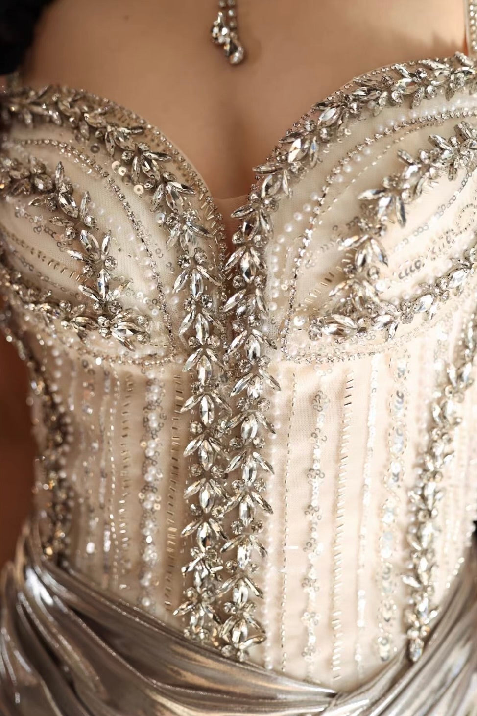 Luxury Silver Metallic Mermaid Gown
