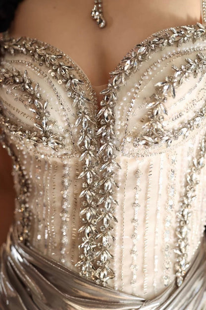 Luxury Silver Metallic Mermaid Gown