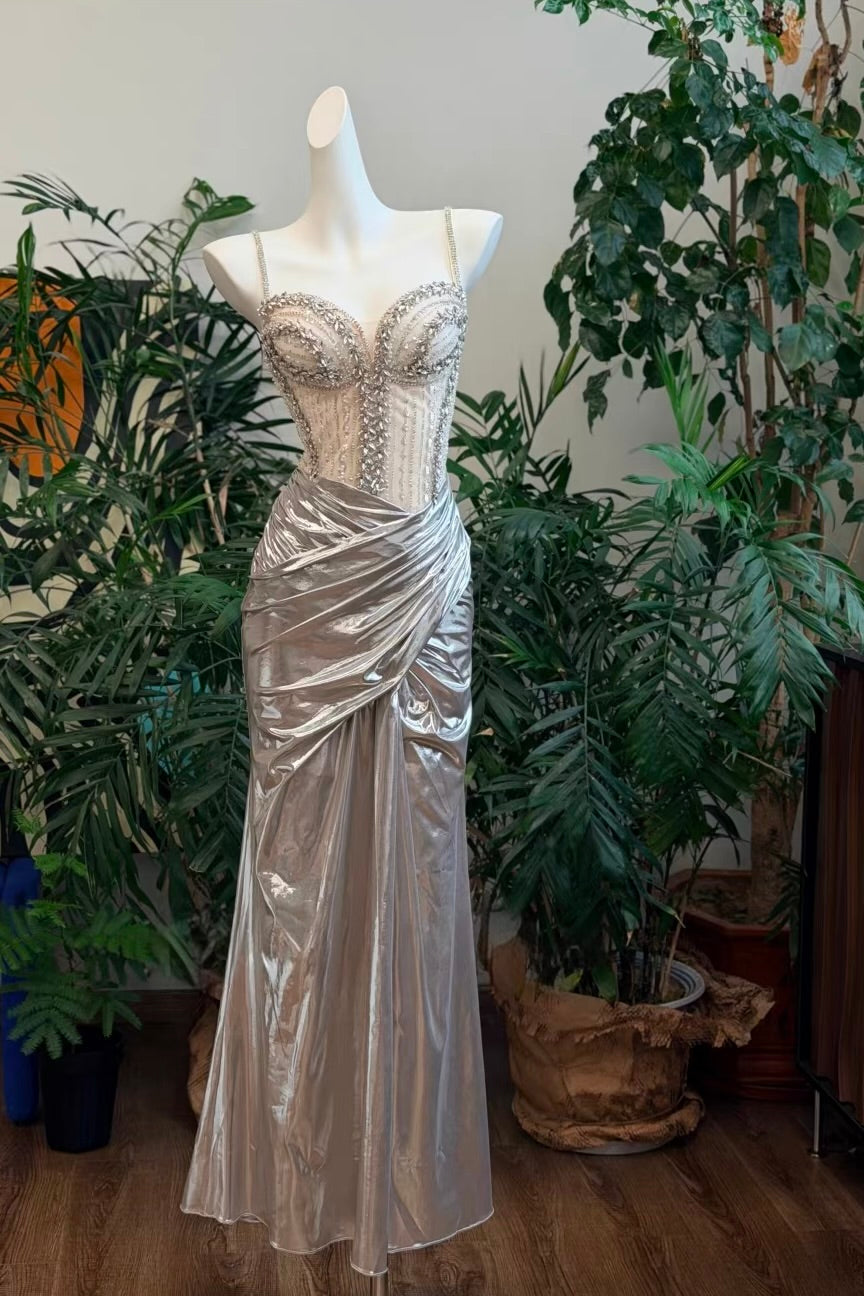 Luxury Silver Metallic Mermaid Gown