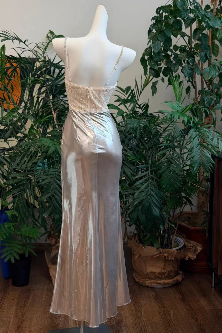 Luxury Silver Metallic Mermaid Gown
