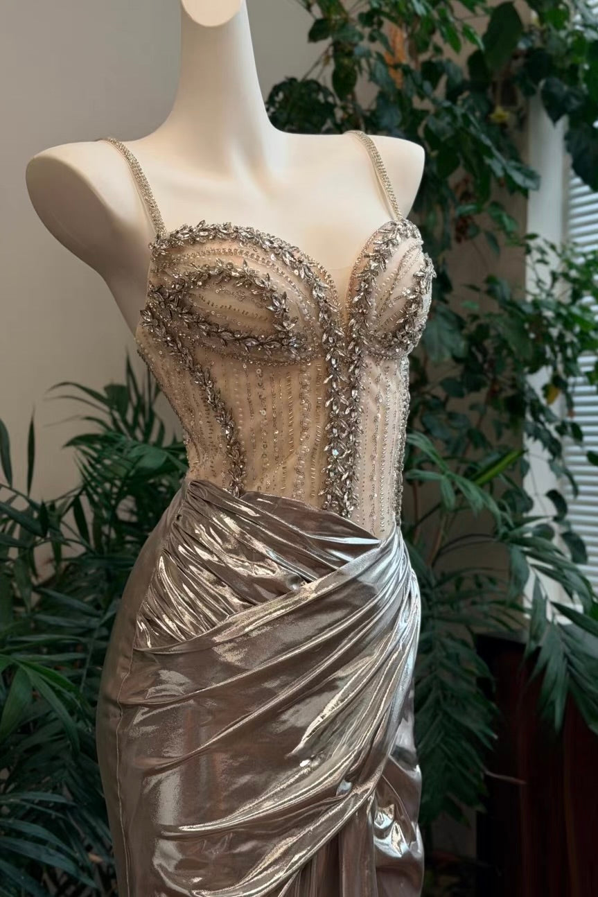 Luxury Silver Metallic Mermaid Gown