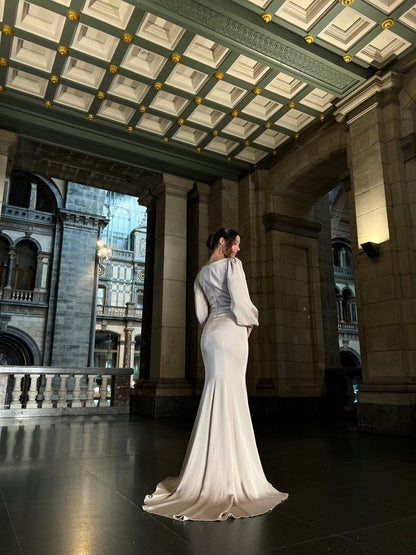 Bateau Neck Long Sleeves Mermaid Evening Dress