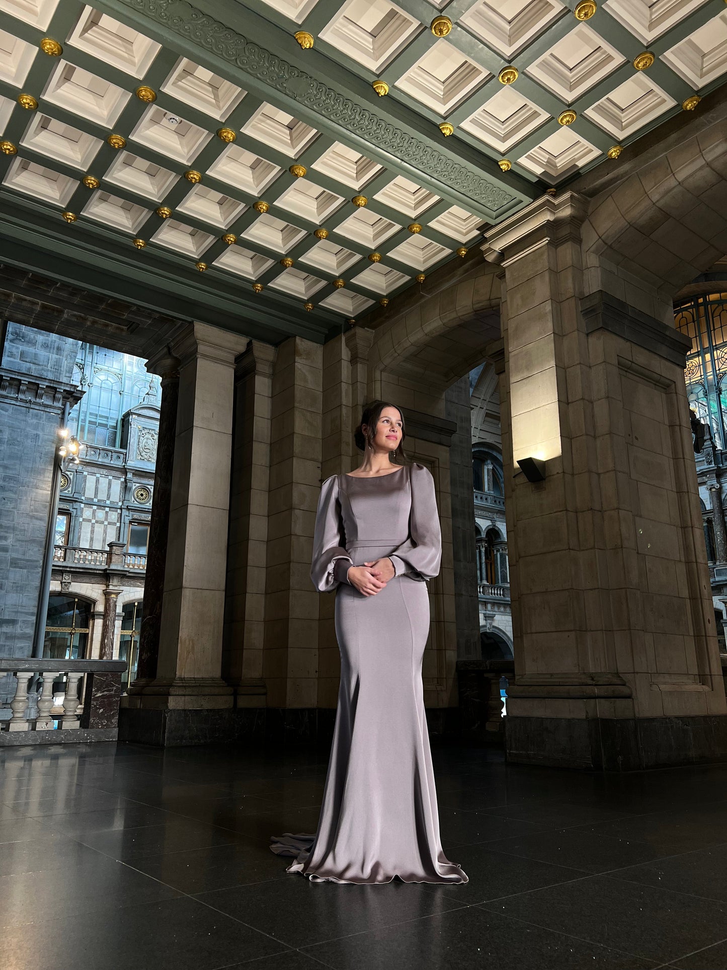 Bateau Neck Long Sleeves Mermaid Evening Dress