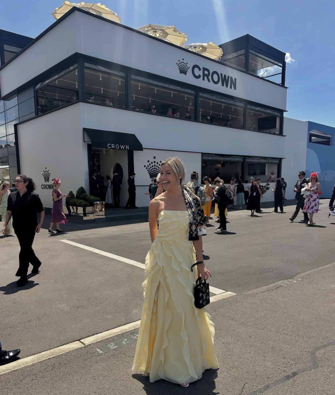 Light Yellow Tube Top Ruffles Column Prom Dress