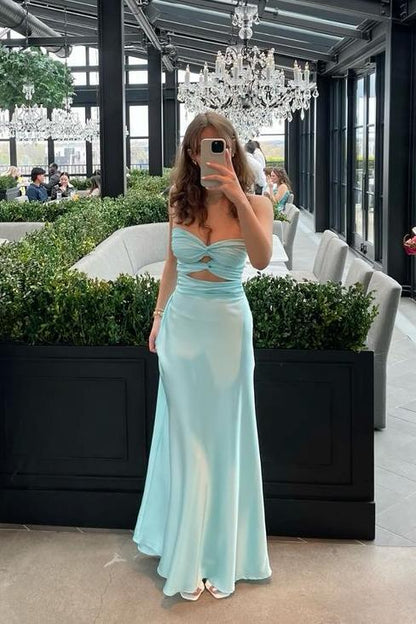 Sweetheart Pleated Satin Party Gowns Sleeveless Floor-Length Mermaid Prom Dress