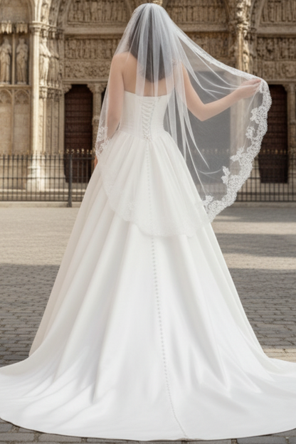 Scoop-Neck Off-Shoulder Beaded Satin Mermaid Wedding Dress