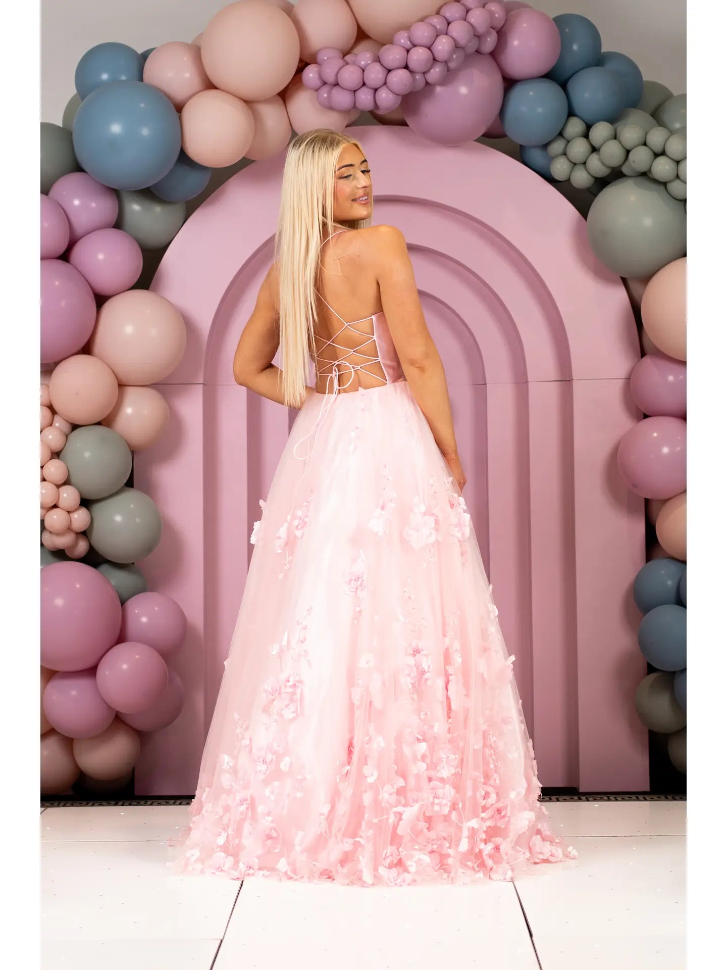 Lace Lilac Corset Prom Dress with Slit