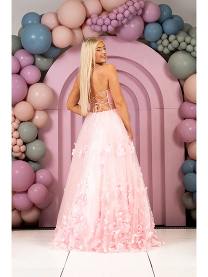 Lace Lilac Corset Prom Dress with Slit