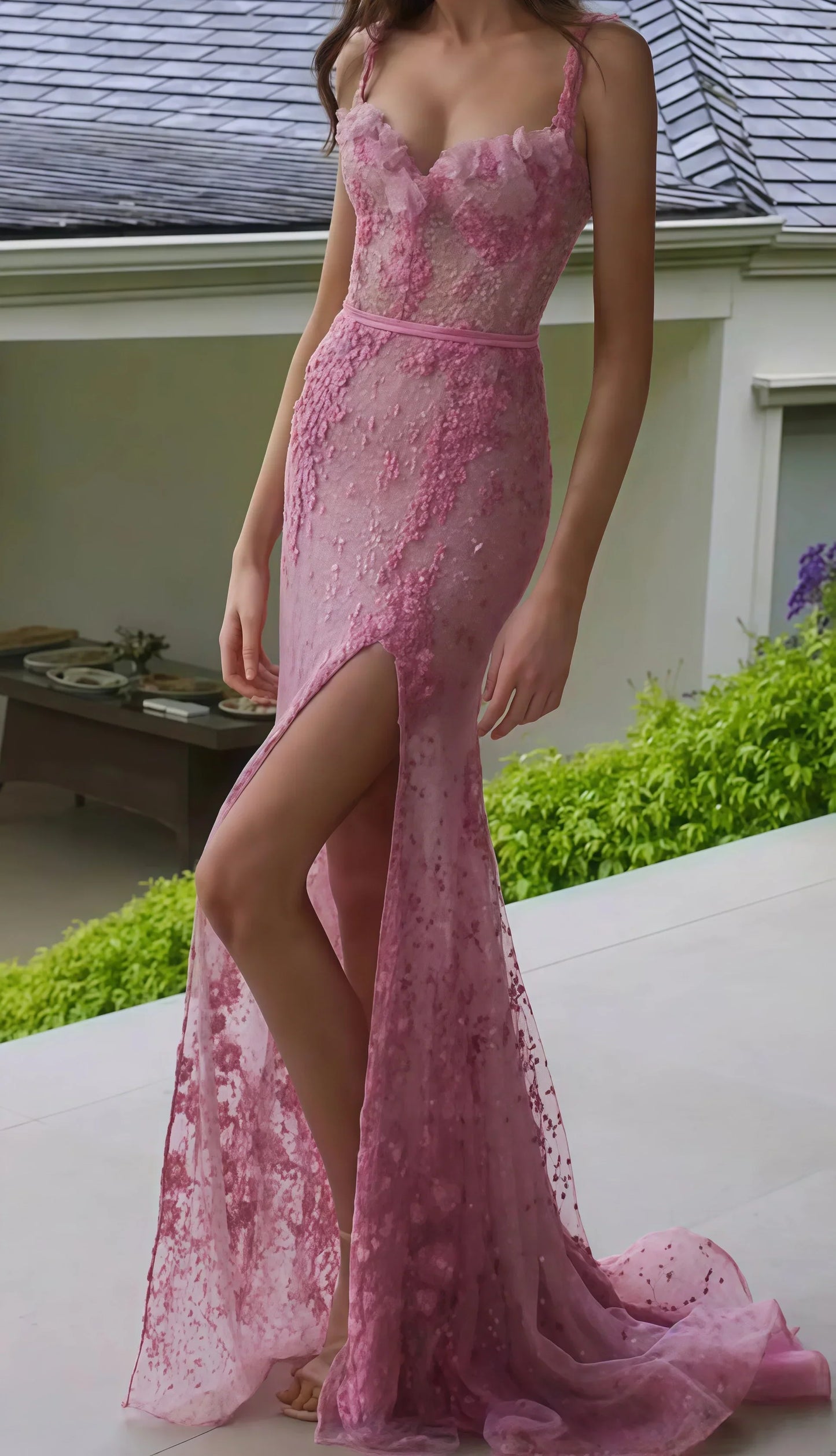 High Quality A-line Pink Long Prom Dresses Party Evening Gown